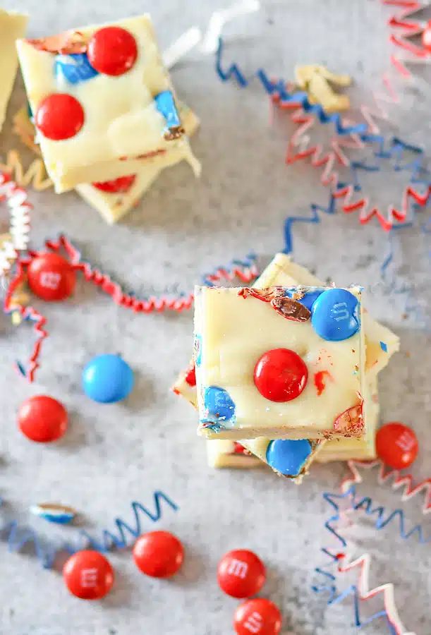red white and blue mm fudge