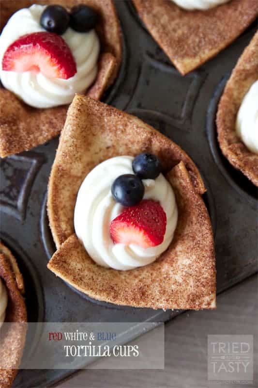 red white and blue tortilla cups