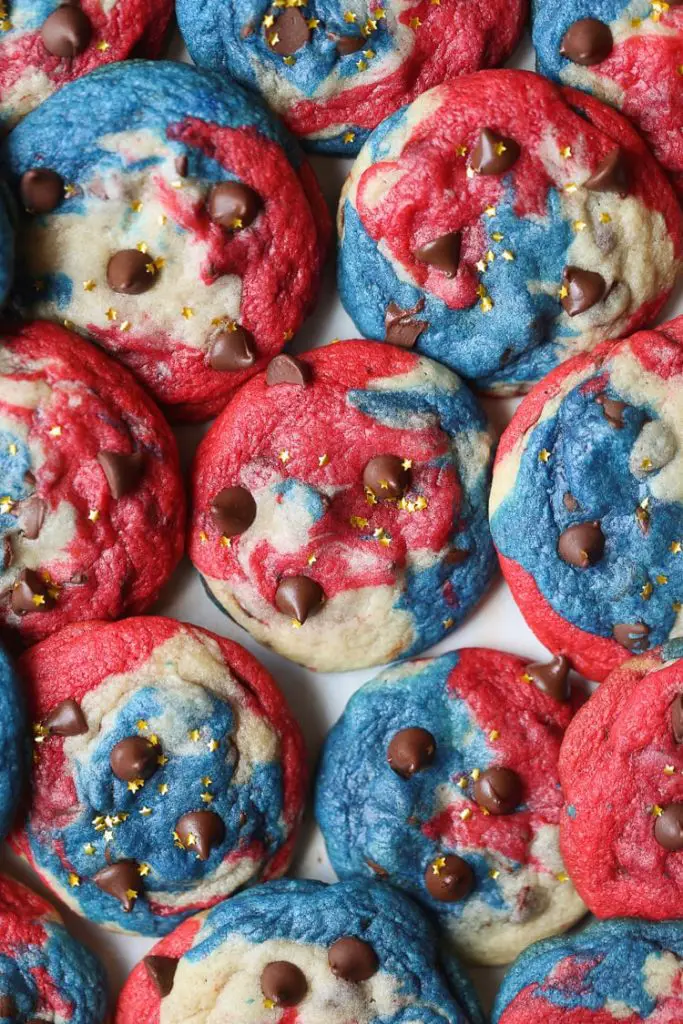 red white annd blue marble cookies