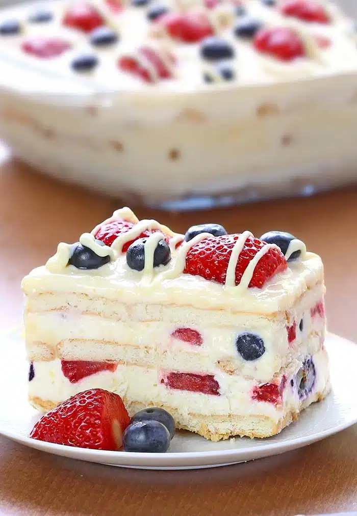 summer berry ice box cake