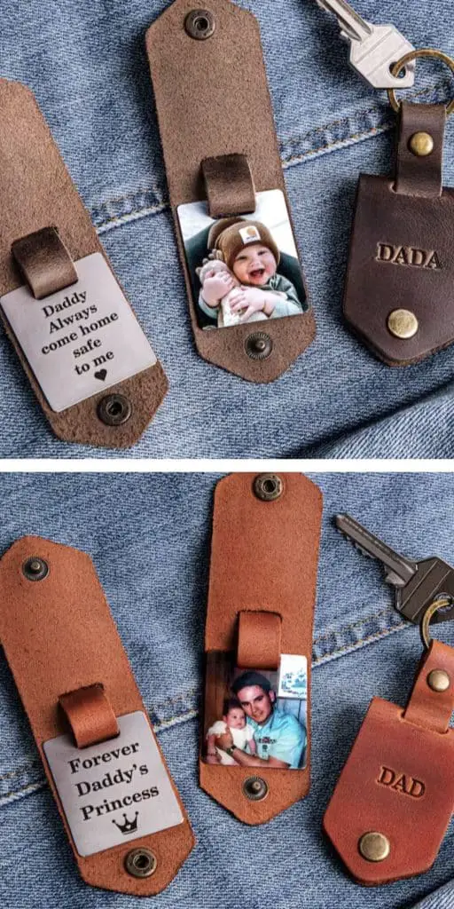 Personalized Leather Keychains Fathers Day