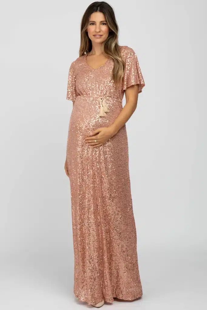 rose gold maternity gown