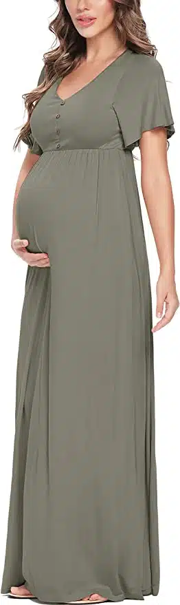 sage flowy maternity dress