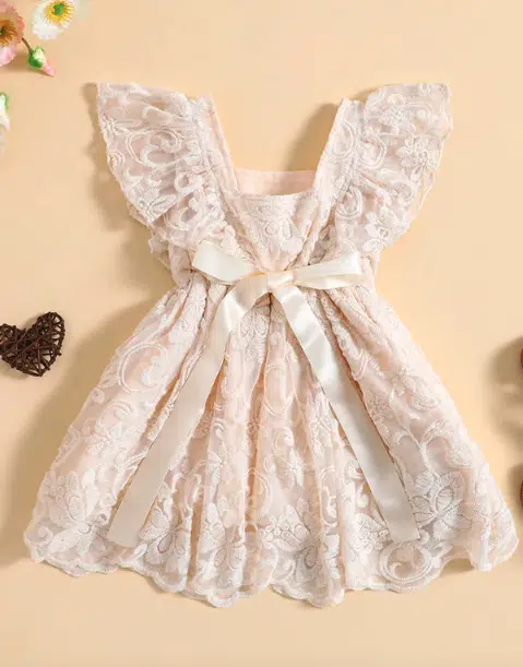 Baby girl champagne lace dress