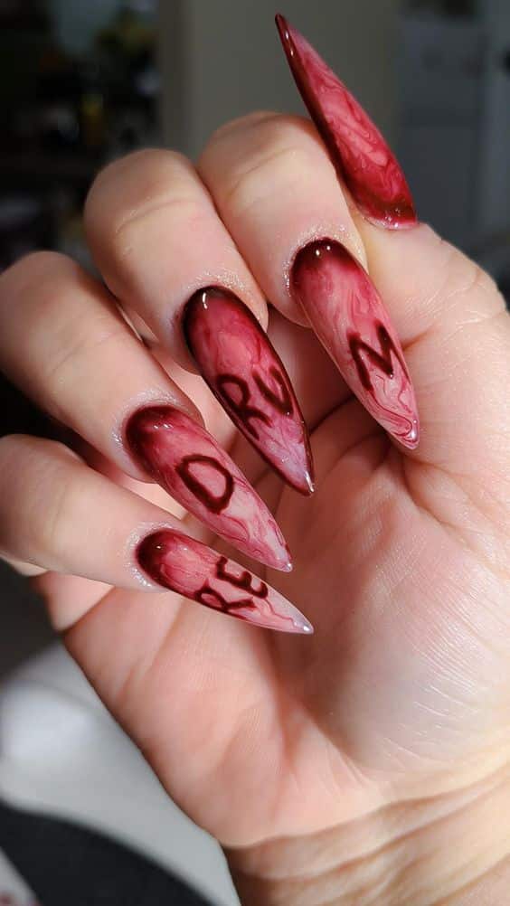 Bloody Red Rum Nails