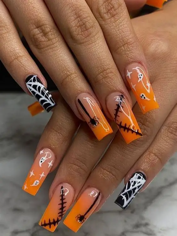 Burnt Orange Halloween nails