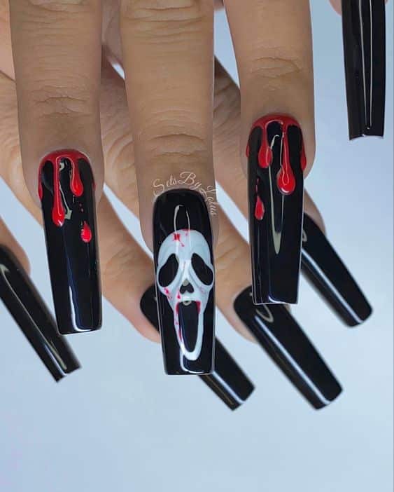 Ghost Face Coffin Nails