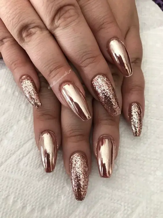 Gold chrome nails
