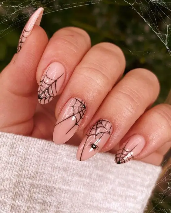 More nude spiderweb nails