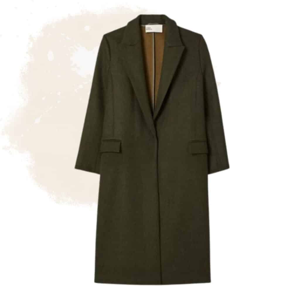 Olive Green Womens Convertible Wool Coat