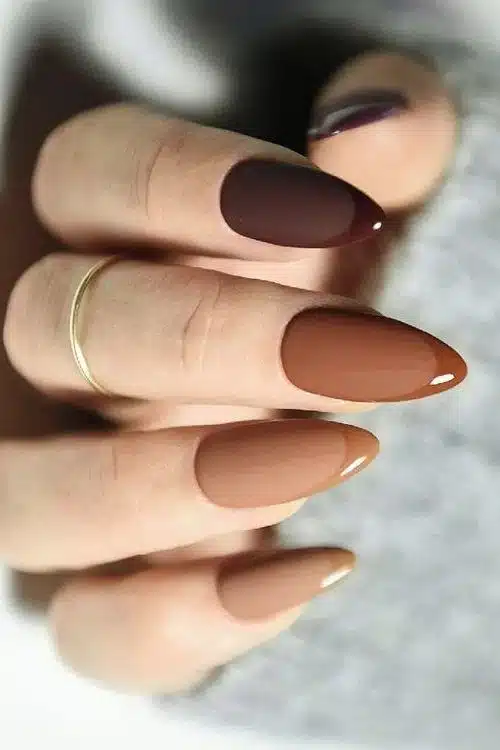 Ombre Brown French Tip Illusion Nails