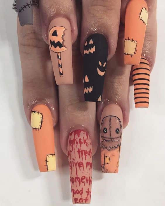 Orange candy nails