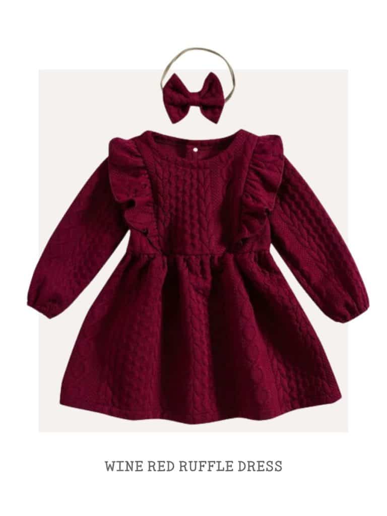 baby girl wine red ruffle dress
