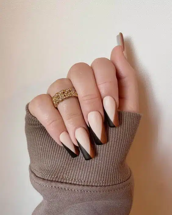 black and brown french tip nails