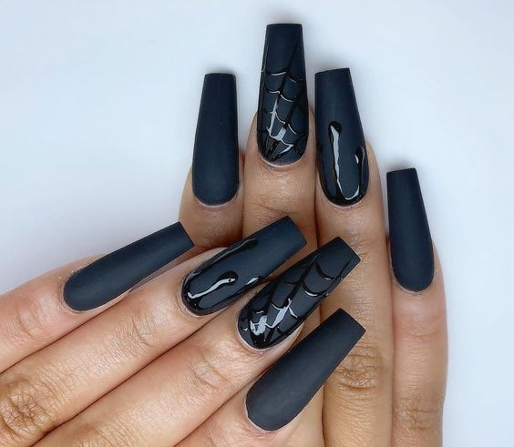 black blood drip nails