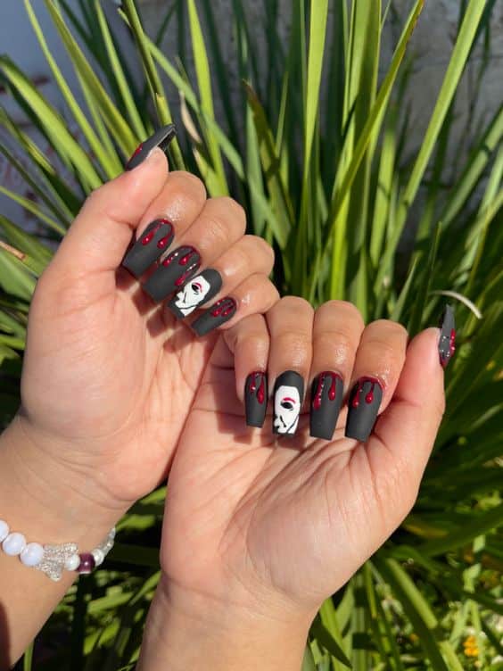 blood drip michael myers nails