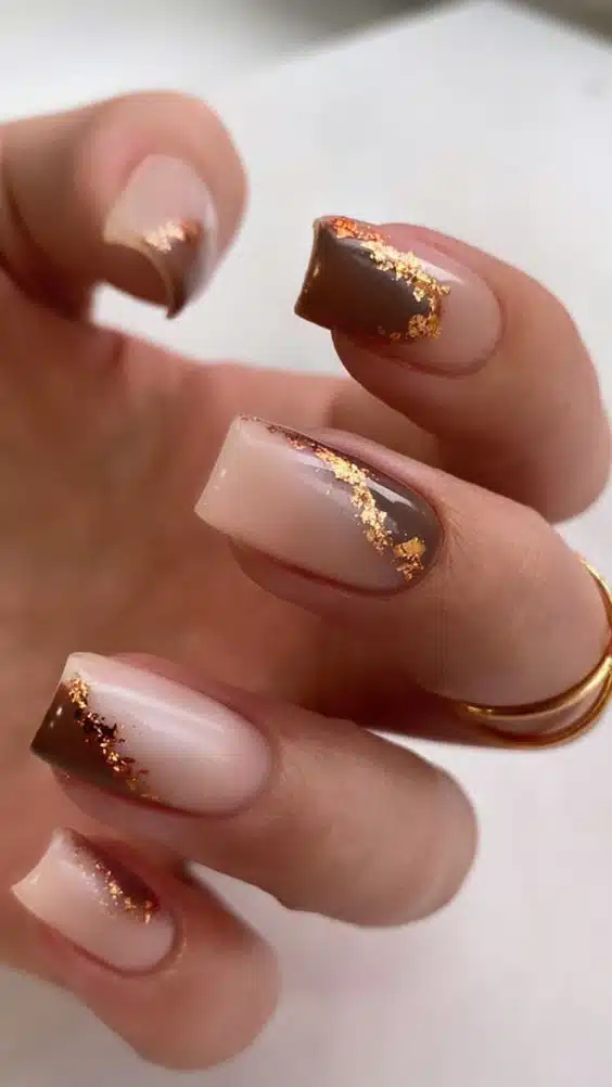 brown gold nude nail foil
