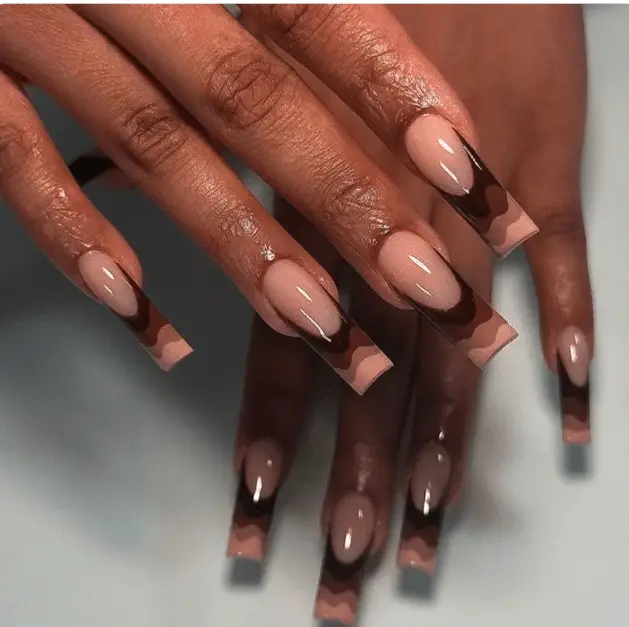 brown melted chocolate french tips