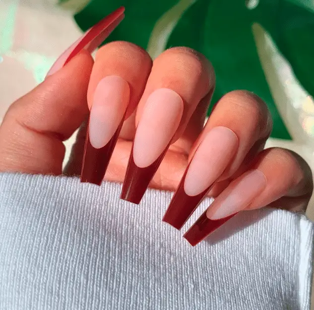 chestnut red french tips