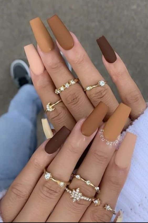 matte brown ombre fall nails