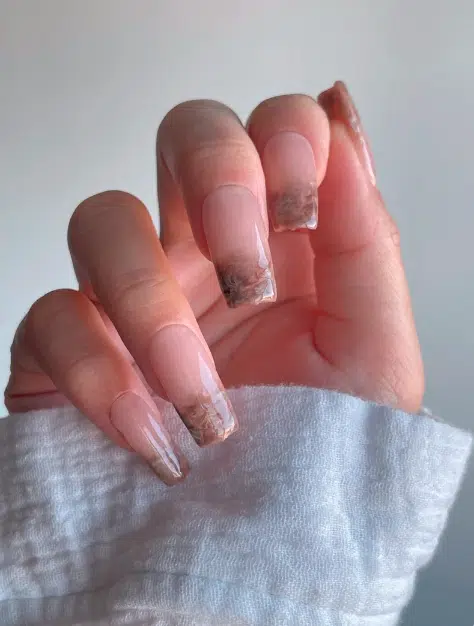 milky cappuccino french tips