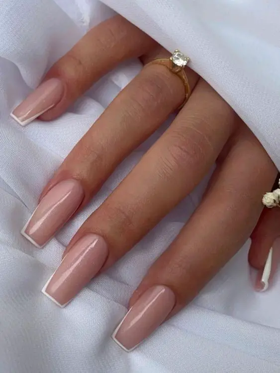 minimal rectangle french tip nails
