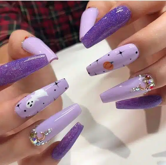 purple cute halloween nails