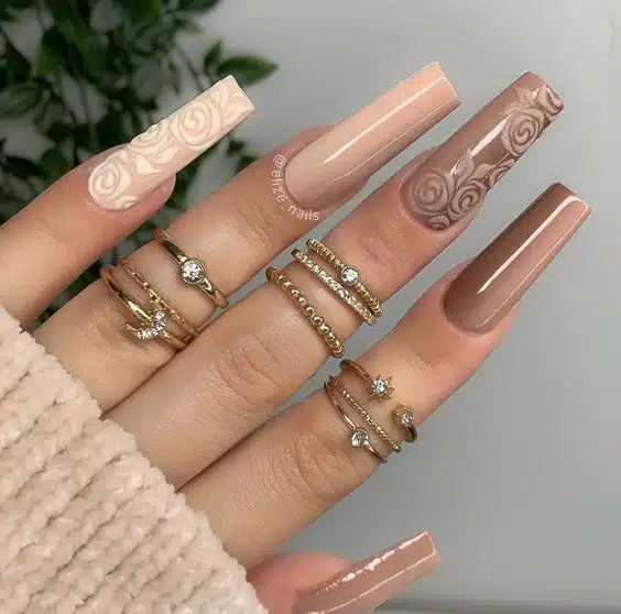 rose ombre beige nails