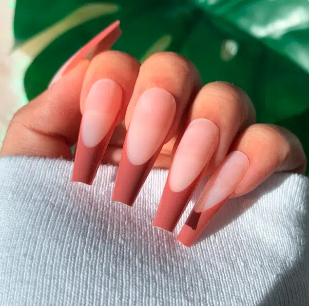simple matte brown french tips