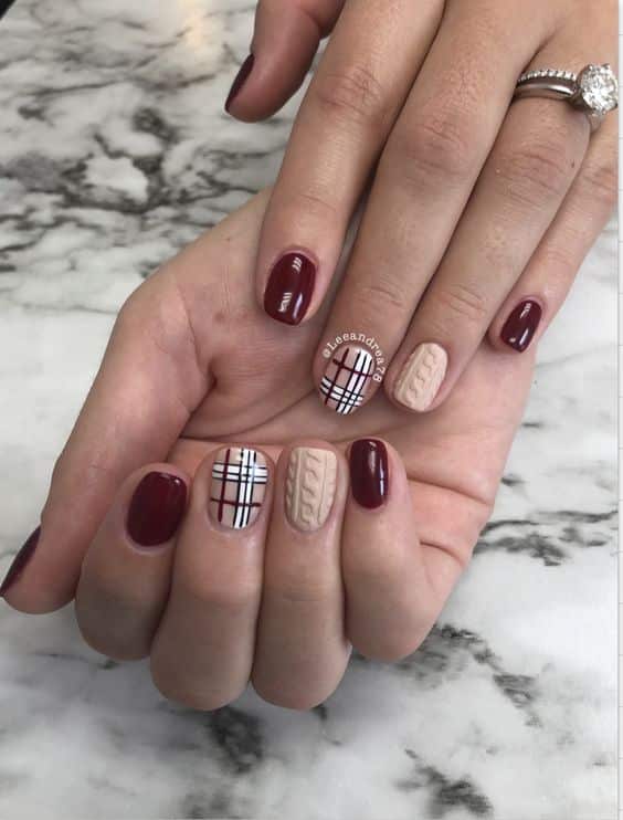 win red and plaid cable kit short nails