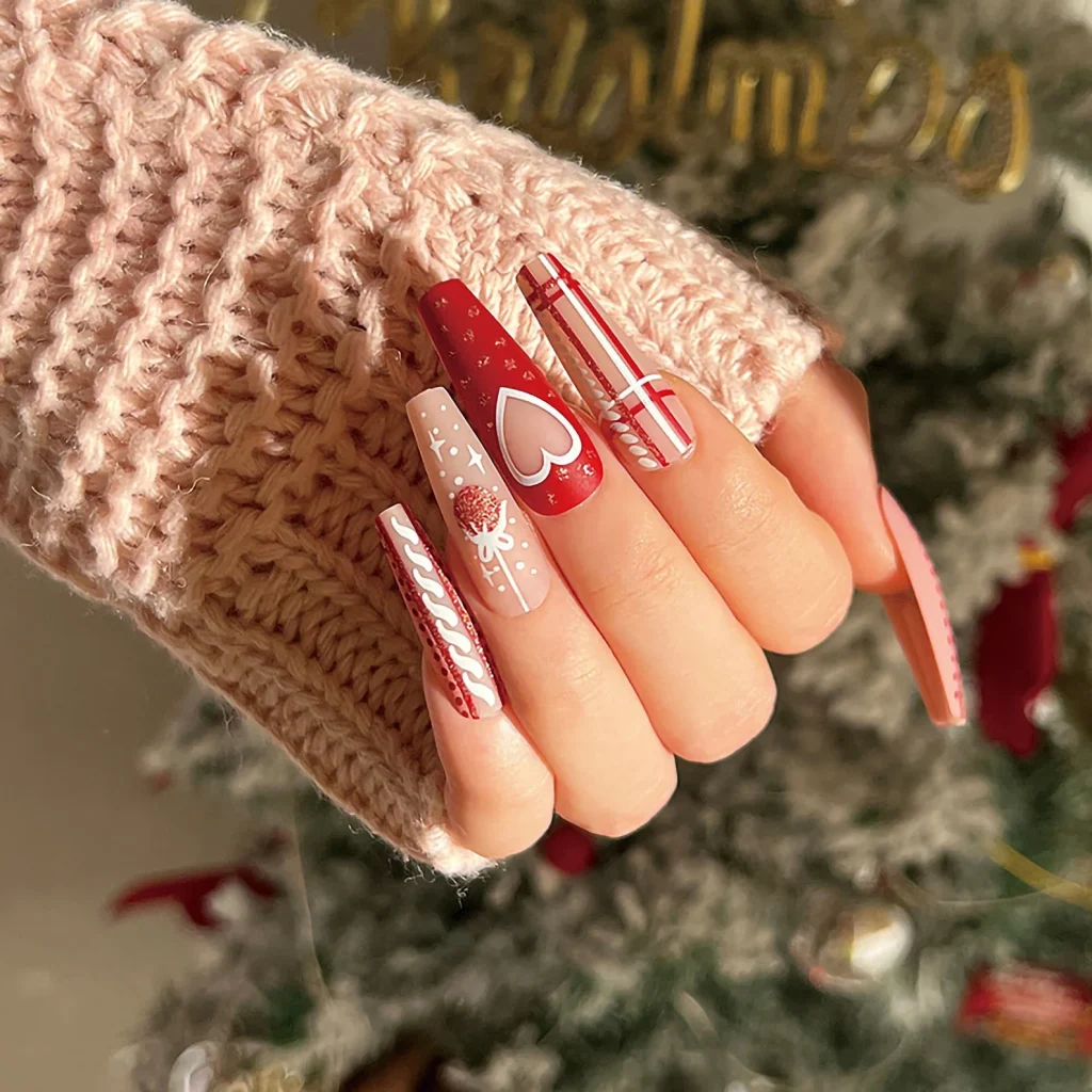 Winter Plaid Ornament Sweater Nails