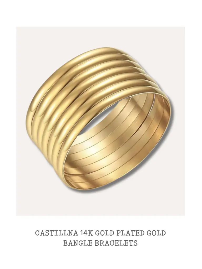 Castillna 14K Gold Plated Gold Bangle Bracelets