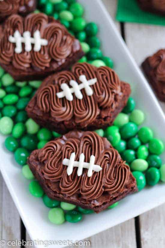 Chocolate Frosted Football Brownies