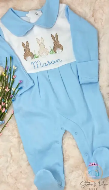 Baby Blue Personalized Footie Easter Baby Boy