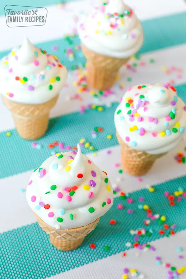 Ice Cream Cone Confettie Cupcakes
