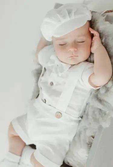 White Linene Baby Boy Easter Suit