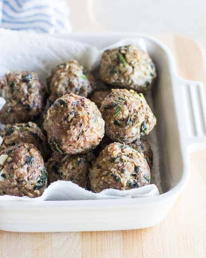 Baked Quinoa and Mushroom Beef Meatballs