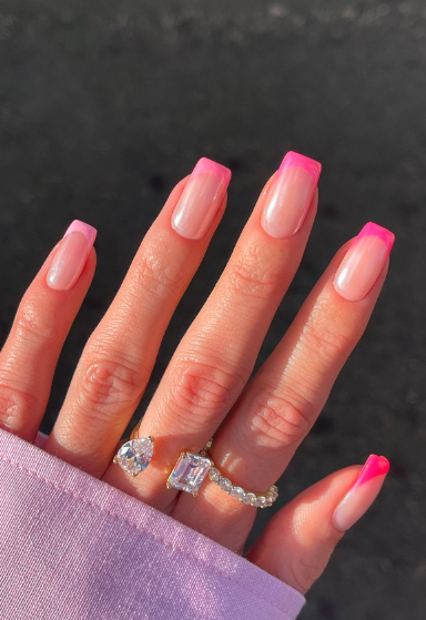 Classic Pink Ombre French Tip Nails