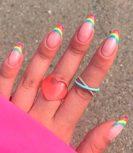 Funky Rainbow French Tips