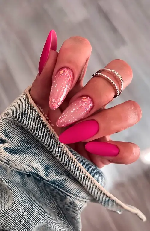 Hot Pink Bling Nails