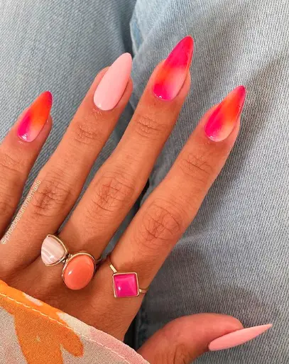 Magenta and Pink Nails