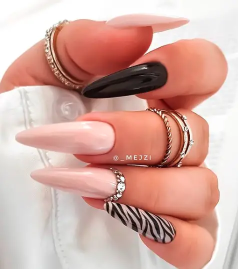 Nude Zebra Print Nails