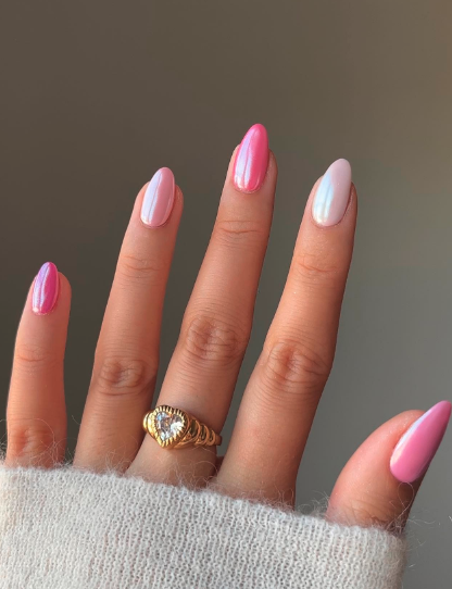 Ombre Glazed Pink Nails
