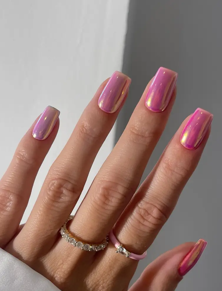 Ombre Pastel Pink Chrome Nails