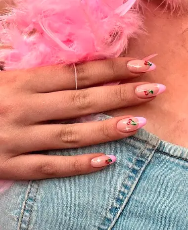 Pink Cherries Nails