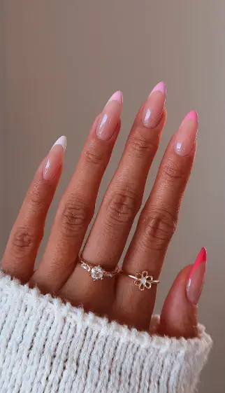 Pink Ombre French Tip Nails