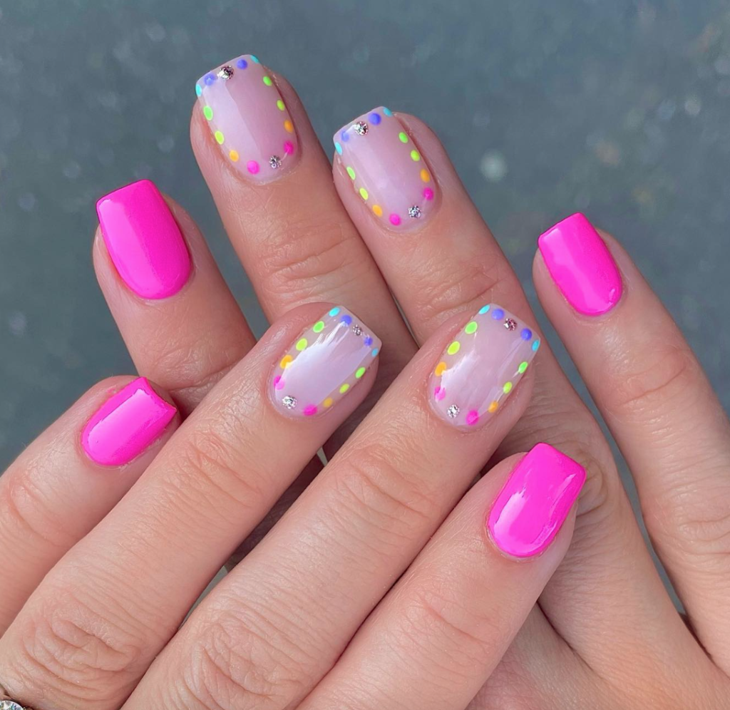 Pink Rainbow Accent NAils