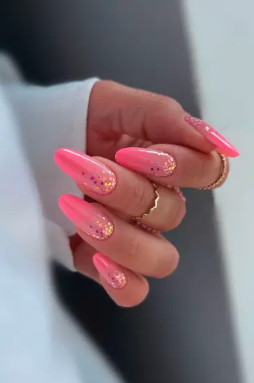 Princess Pink Gold Speck Nails