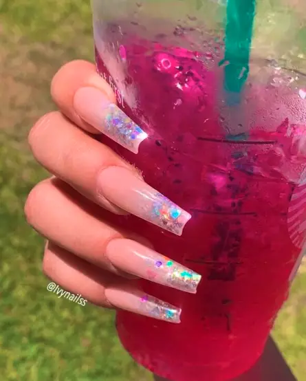 Rainbow Sparkle French Tip Nails