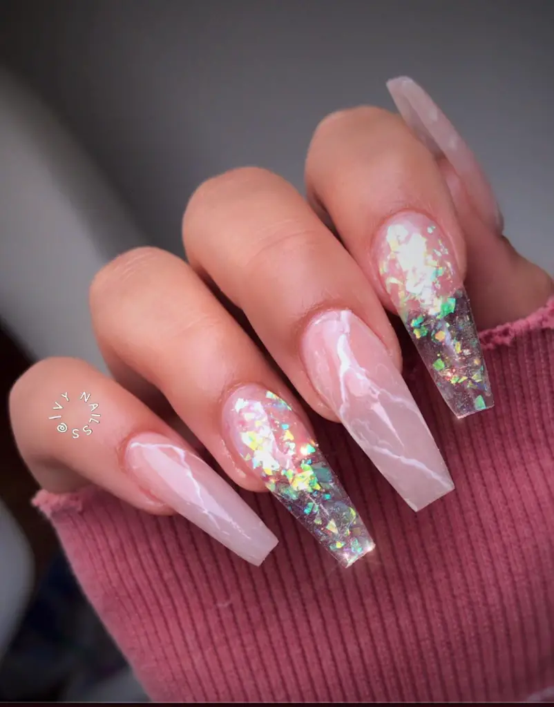 Rose Quartz Sparkle Nails